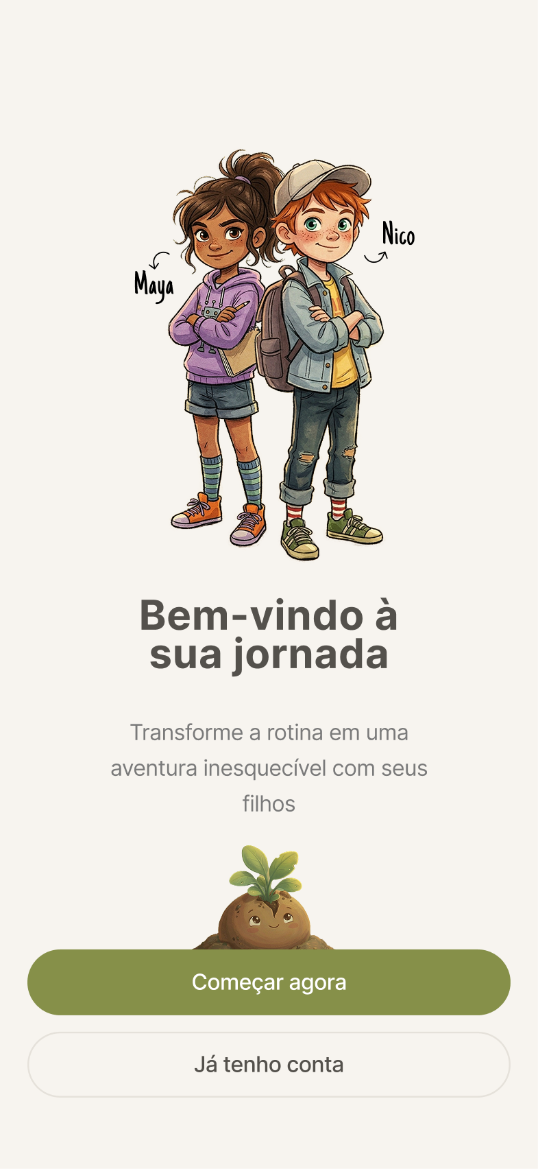 Tela seleção de perfil